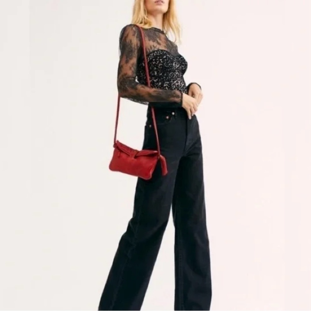 Free People Black Lace Leopard Mesh Long-Sleeve Bodysuit - Picture 16 of 16
